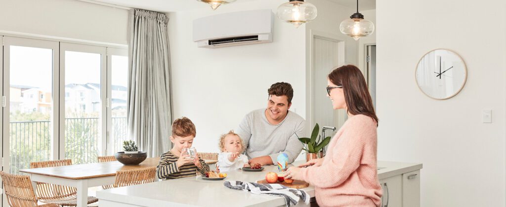 Family with heat pump